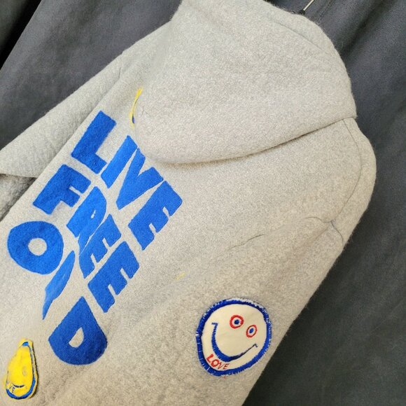 ALM A Love Movement LIVE FREE OR DIE Tetsuzo Okubo Cashmere Zip Hoodie Size S - Picture 6 of 12
